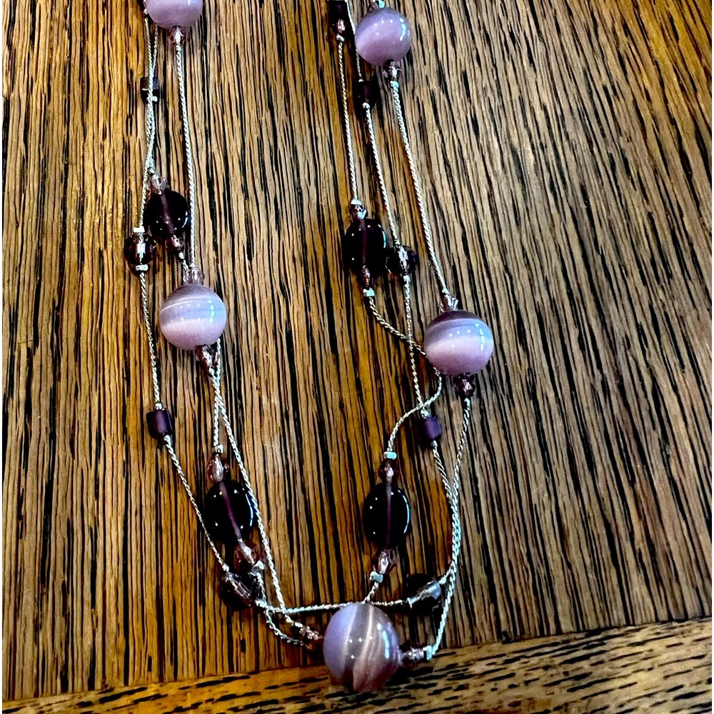 Lia Sophia lavender triple strand necklace